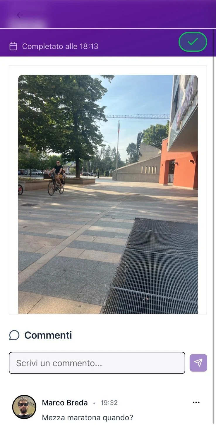 Task amico validato dopo il commento