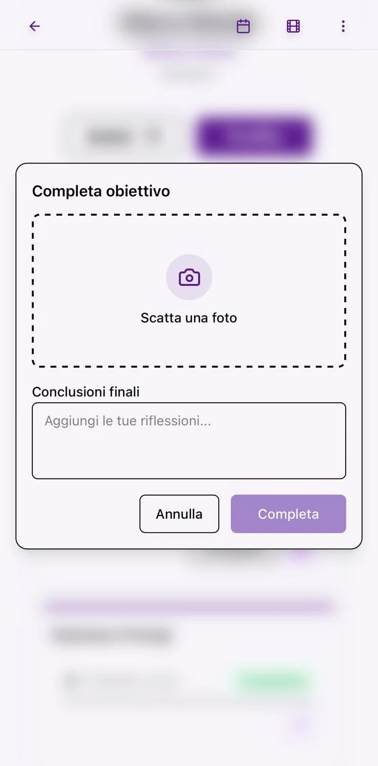 Completa obiettivo mensile con foto